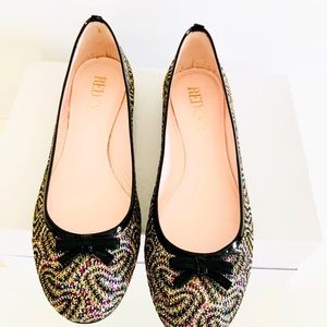 Valentino Red gold black multicolor glitter ballet flats 37.5